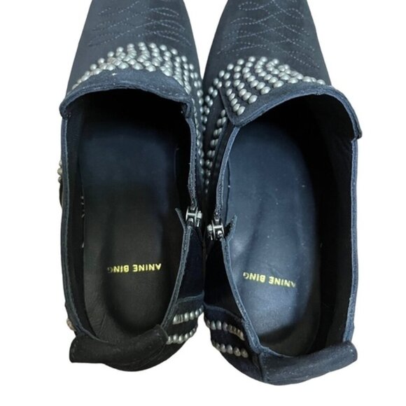 Anine Bing Low Charlie Suede Leather Studded Boot Women Size 37 - Picture 5 of 11